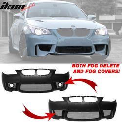 Fits 2004-2010 BMW E60 5-Series 1M Style Front Bumper Cover Replacement Full Kit PP