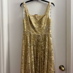 gold dress, size 8