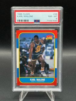 1986 Fleer #68 Karl Malone PSA NM-MT 8