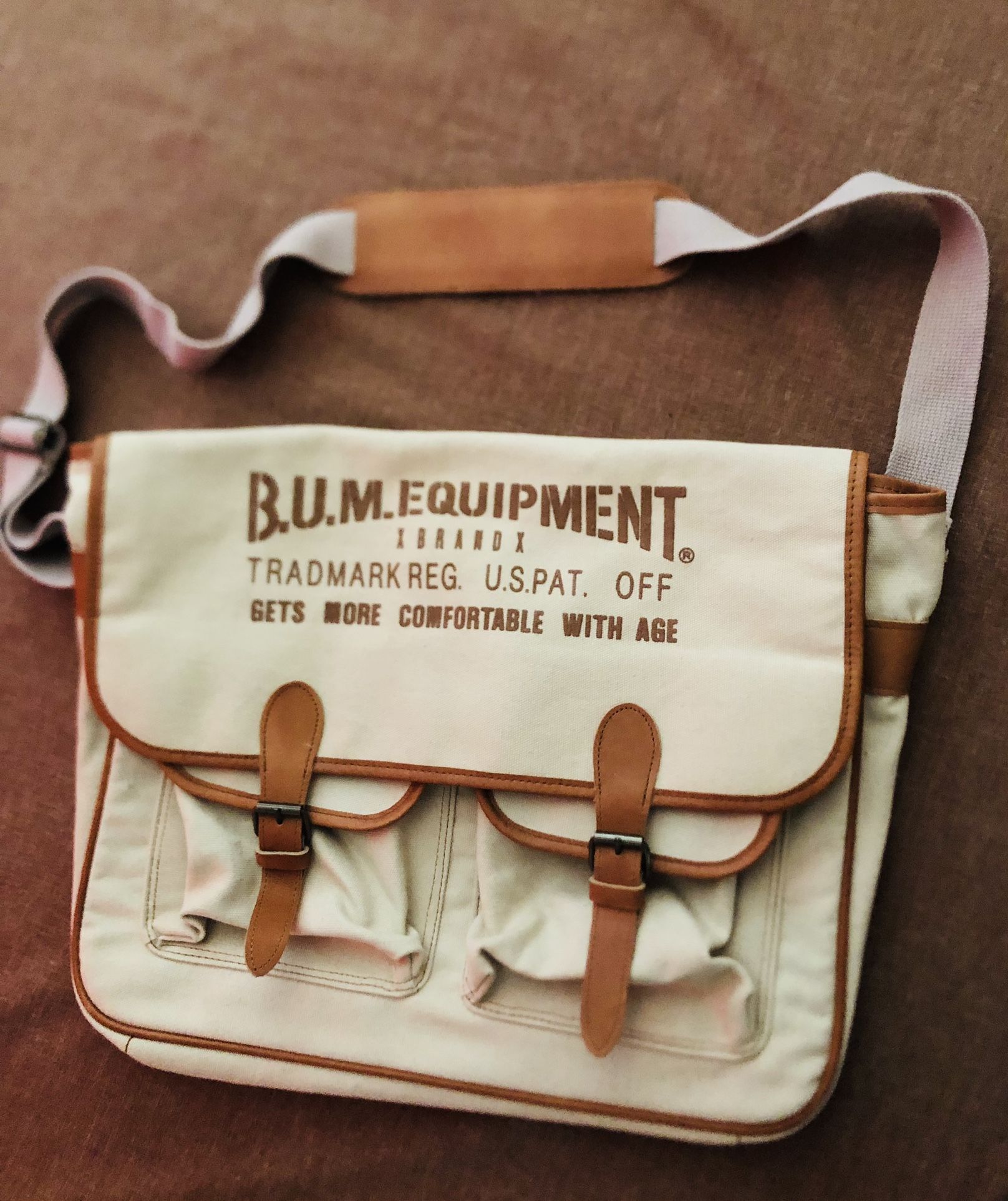 Brand New B.U.M. EQUIPMENT Leather Trimed Canvas Bag - 16” X 5” X13”