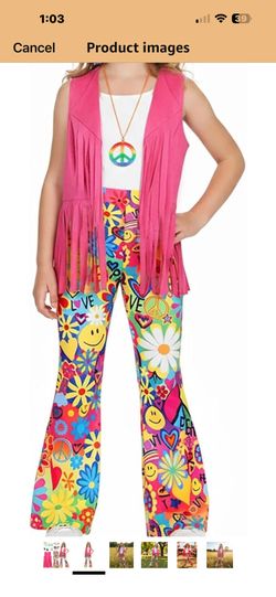 Kids Hippie Costume Sz 5-6