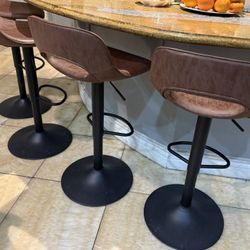 Beautiful Brown Bar Stools Adjustable With Feet Rest