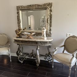 Crescent Round Console W/ Mirror