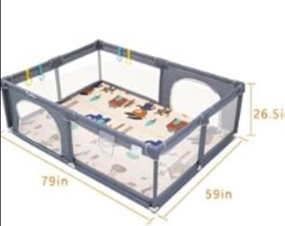Large Baby Playpen – $40 Only! – 79"x59"x26.5" (Safe, Sturdy & Spacious)