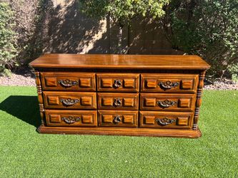 Vintage 9-Drawer Wood Dresser
