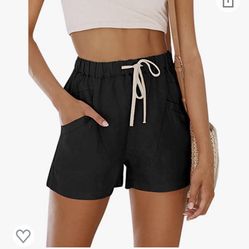 Women Black Drawstring Shorts