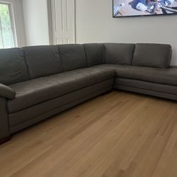 Italian Leather Sectional - Dark Gray