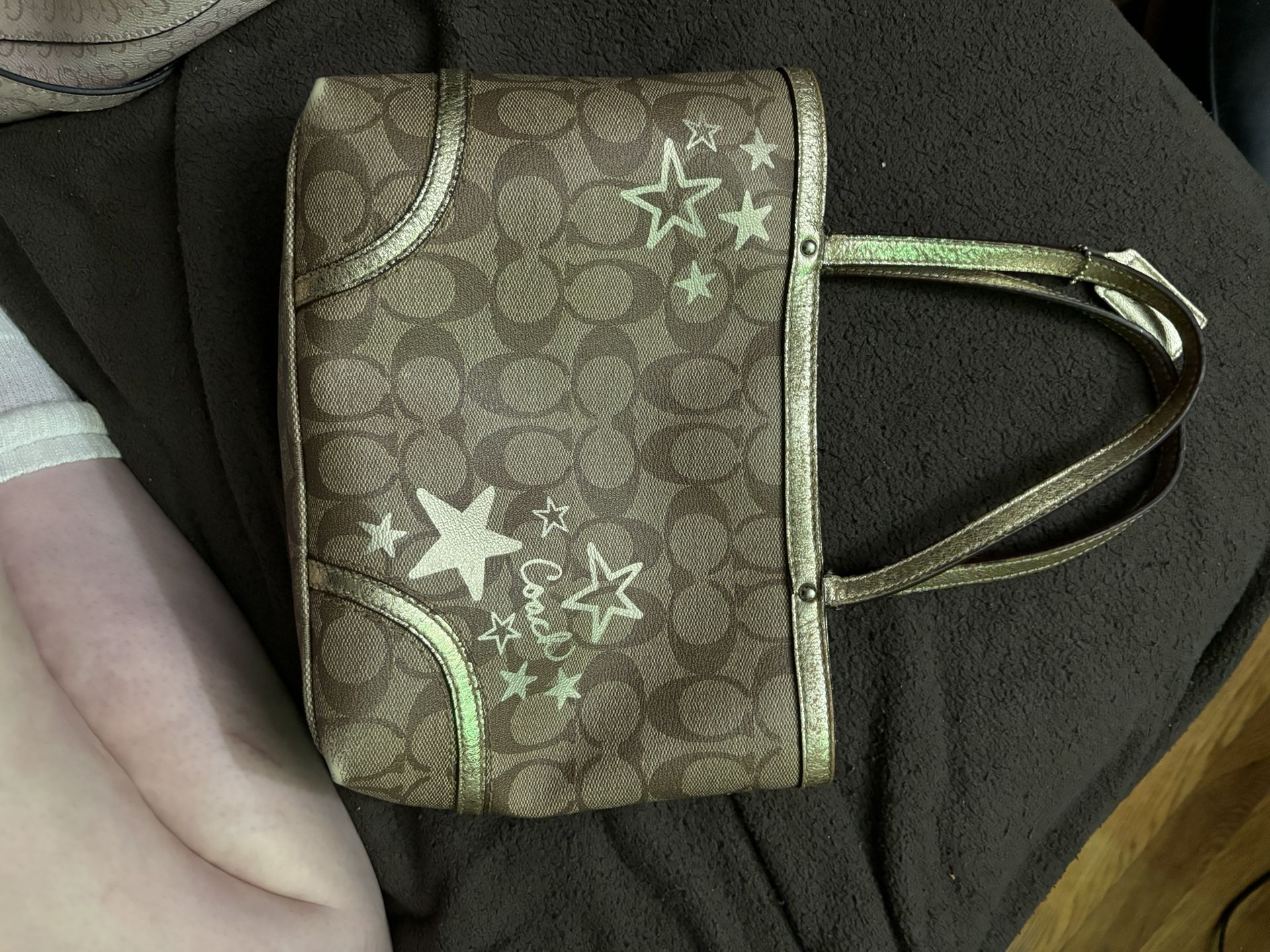 Authentic Signature Khaki Gold Coach Purse