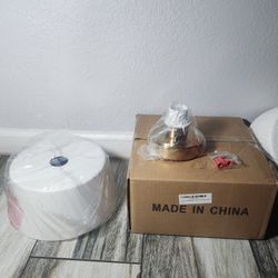 Ceiling Light Fixture, Hallway Ceiling Light with Gold Plate and Matte Black Shade, Modern Simple Style Porch Light Fixtures Semi Flush Mount (White)