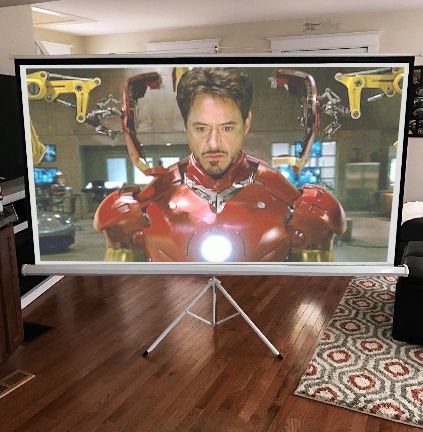 New in box $65 Portable 100 Inch Tripod Stand Projector Screen Home Theater 16:9 Ratio, 87x49” View Area