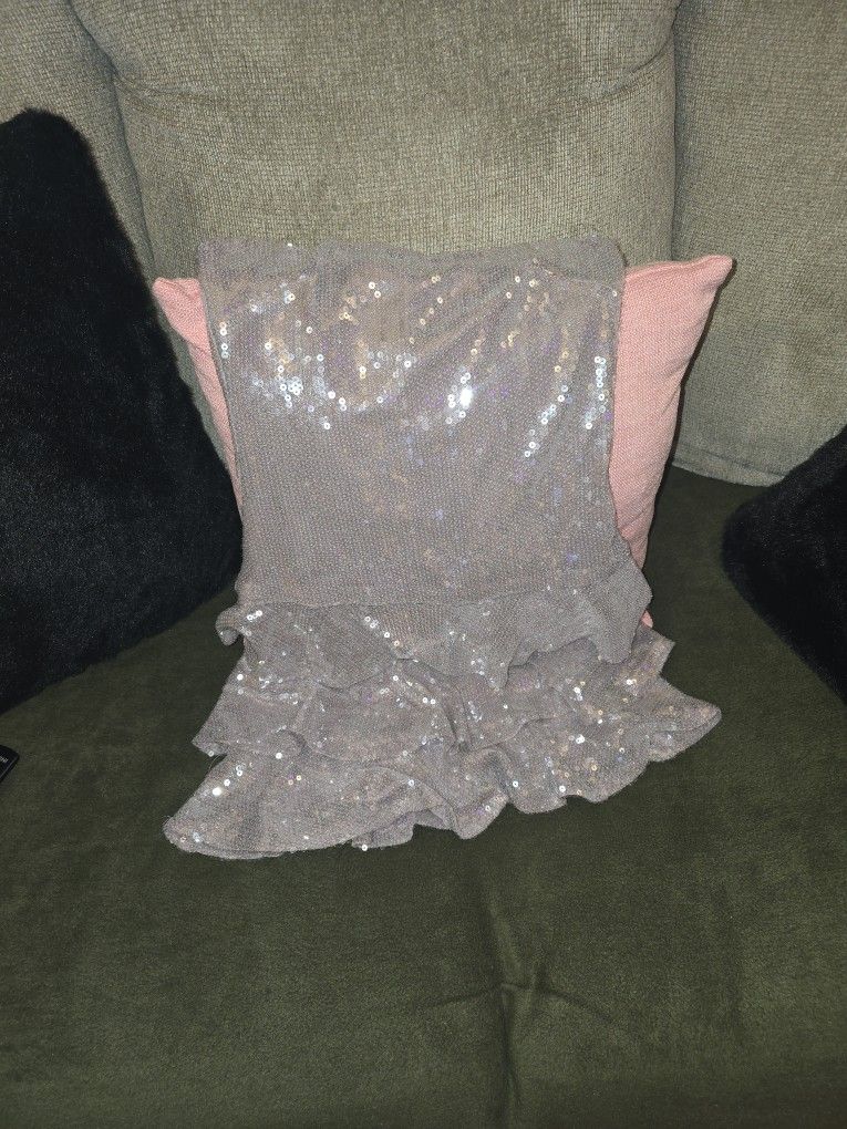 Sequin Strapless Dress with Ruffle Hem