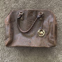 Michael Kors Brown Snakeskin Leather Bag
