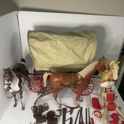 MARX Johnny West Horses Wagon Figures + Accessories HUGE LOT Vintage 1960's
