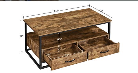🚨 MOVING SALE – Coffee Table with 2 Drawers & Storage • Like New