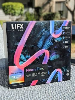 BRAND NEW! LIFX
16 ft. Smart Wi-Fi RGBW 120V Plug-in/12V Neon Flex Integrated LED Outdoor Rope Light