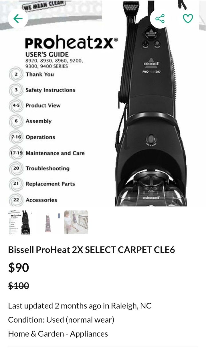 Bissell ProHeat 2X SELECT CARPET CLE6
