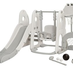 Costway 6 in 1 Toddler Slide and Swing Set Climber Playset