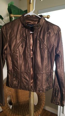 Metallic Bronze leather jacket Size S