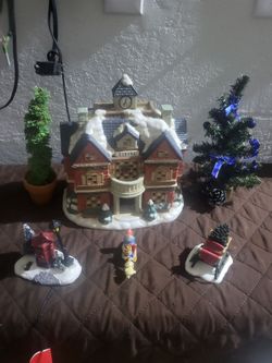 Christmas Village School Building Set with Figurines