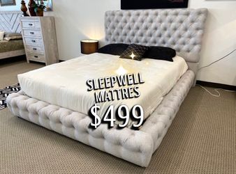 New Queen bed frame with mattress