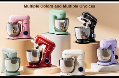 (7) Colors CEBORY 3-IN-1 Electric Stand Mixer, 6.5QT Bowl 660W  10-Speed Kitchen Mixer