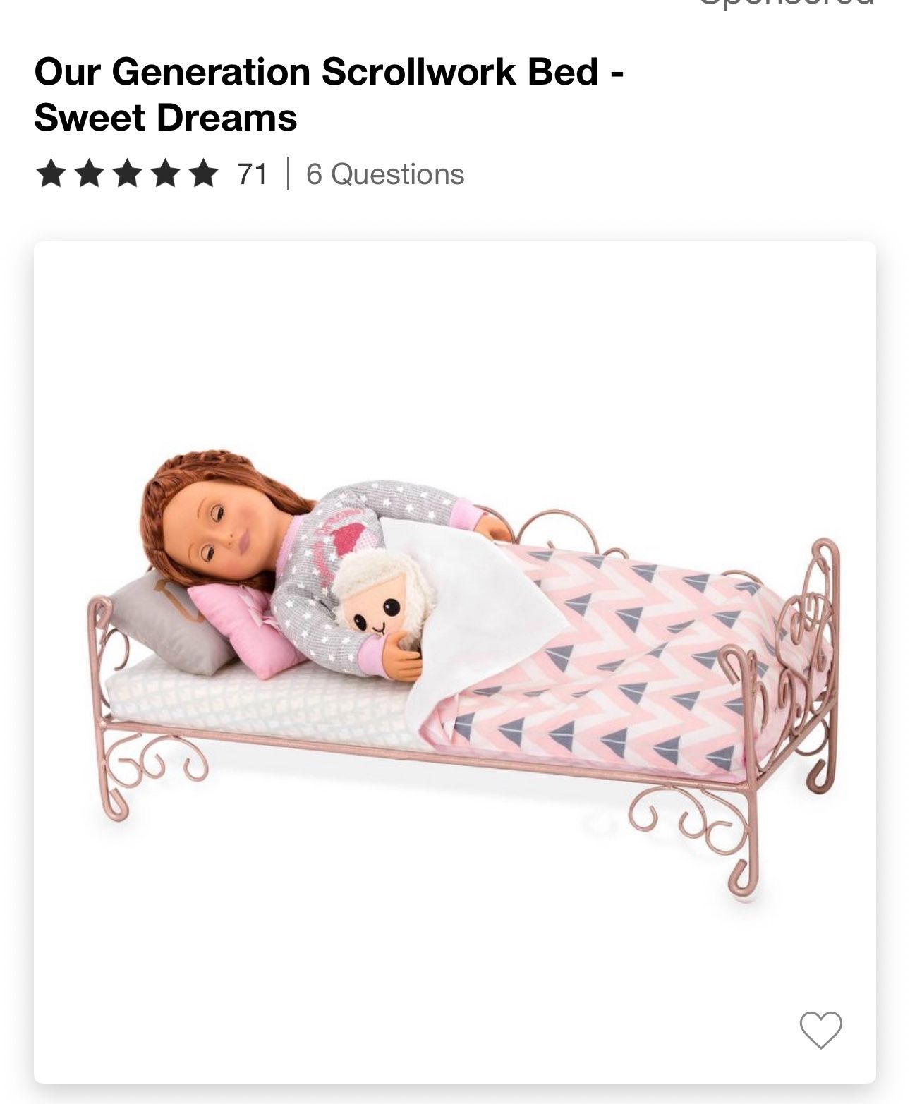 Sweet Dreams Scrollwork Bed Scrollwork Bed for 18-inch Dolls