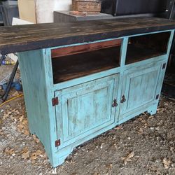 Tv Stand  Rustic Blue Turquoise 