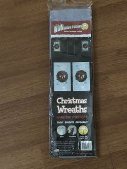 Christmas wreath window poster