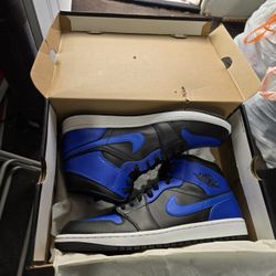 Nike Air Jordan 1 Mid 'Black Hyper Royal' Men's Size 13 Brand New Condition With Og Box 