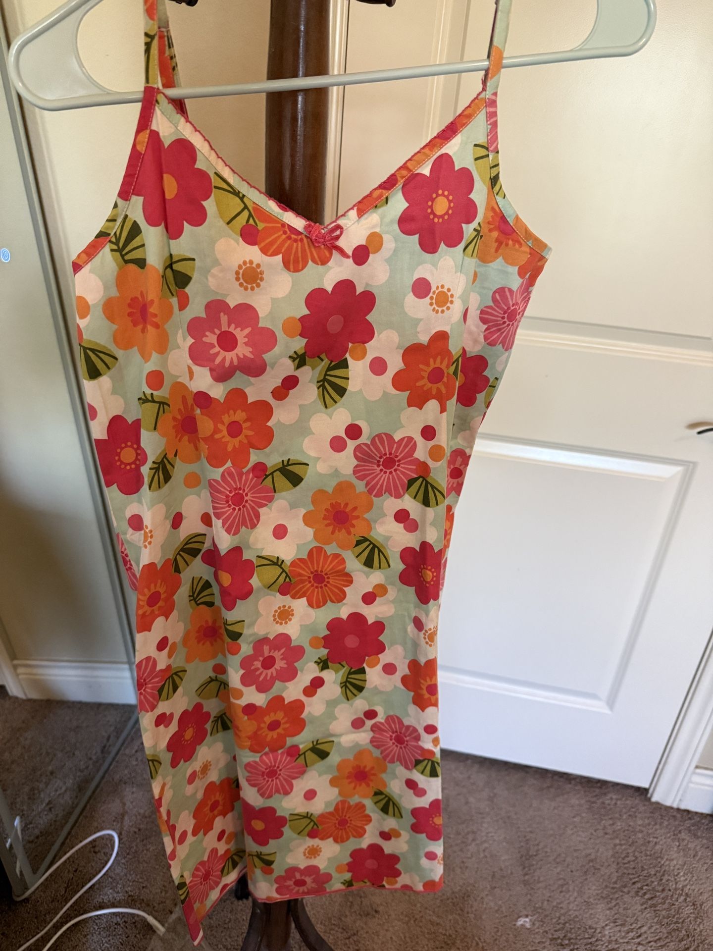 Barely used floral spaghetti strap cotton night gown- size XS