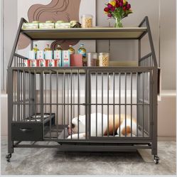 Large Heavy Duty Dog Crate with Storage Rack