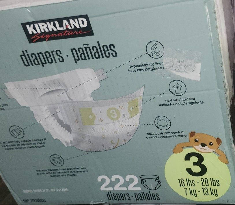 Kirkland Diapers Size 3. 222 Count