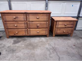 Kids wood dresser and nightstand set.