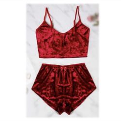 Women’s Red Velvet Pajama Set