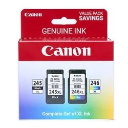 Canon 2X PG-245 XL Black/CL-246 XL Color Ink Cartridge Pack for PIXMA Printer