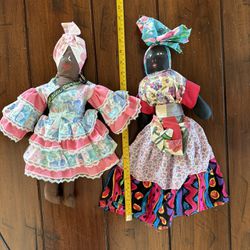 2 Vintage, Handmade Jamaican Folk Dolls