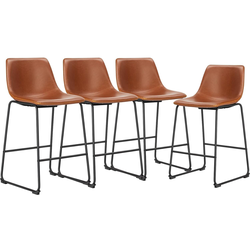Brown Pleather Bar Stools (Set of 4)