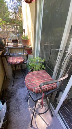 Set-2 Iron Patio Bar Height Swizel Chair Chairs Heavy Duty High Quality