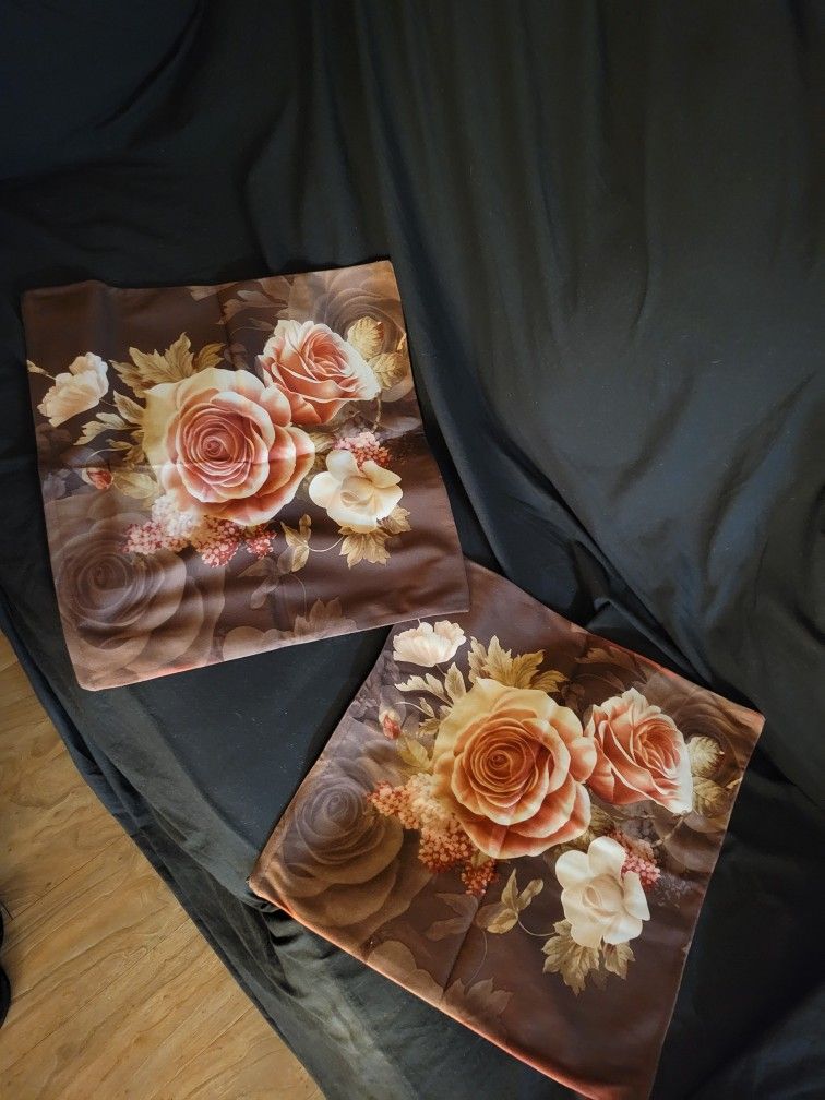 New Pillow  Cases Never Used Brown N Multicolor Pink /beige Brown