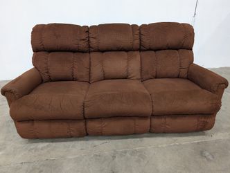 Cozy Brown Fabric Three-Seater Reclining Sofa