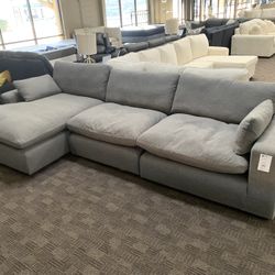 Brand New Grey Feather Cloud Sectional 