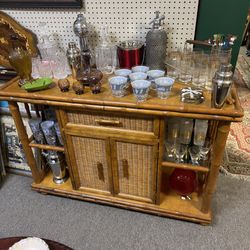 Vintage American of Martinsville Bamboo Bar Cabinet on Casters