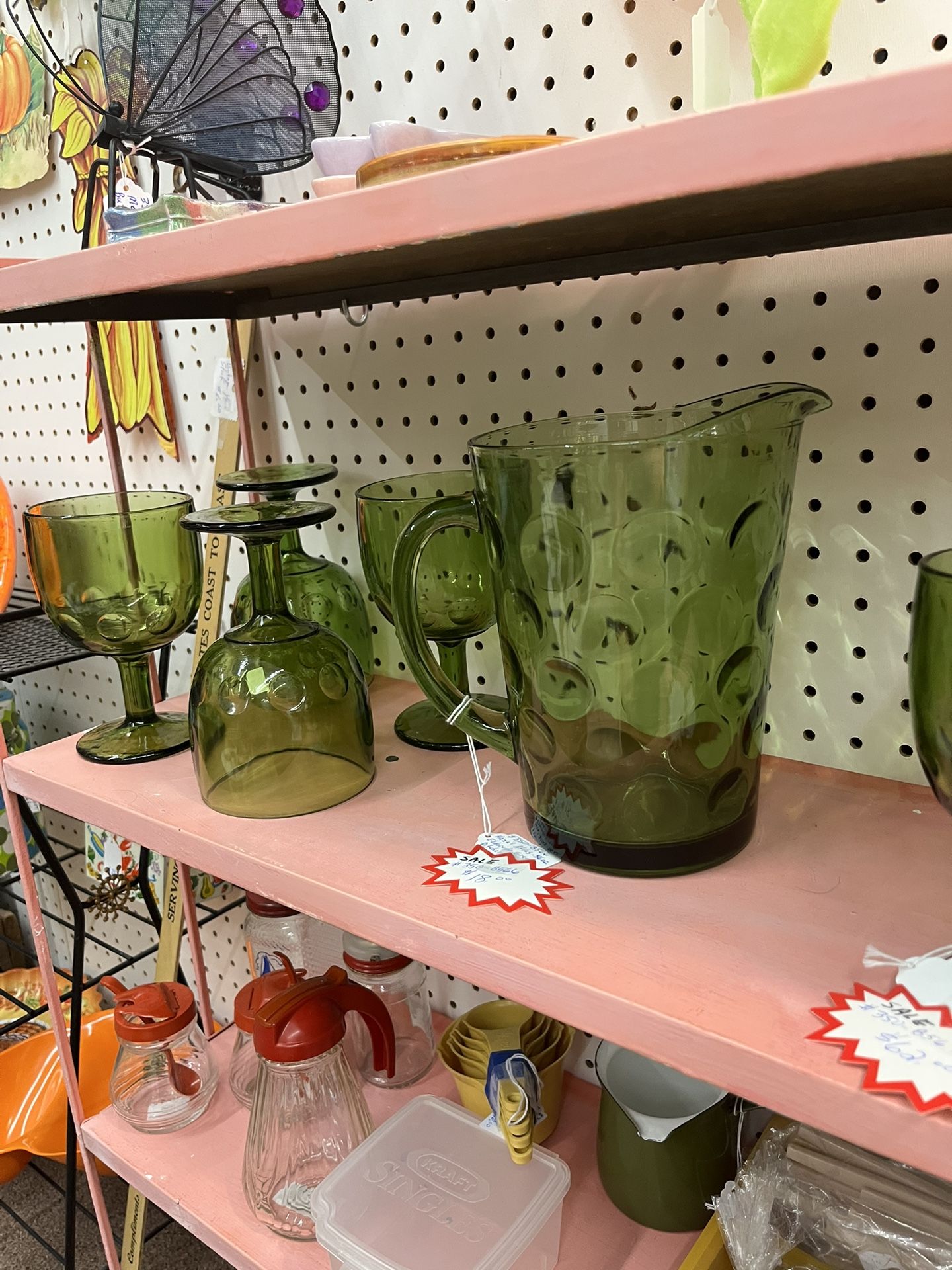 Bartlett Collin’s Thumbprint Goblets (8) and matching Picher. Priced separate