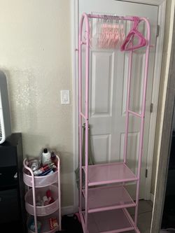 pink clothing rack