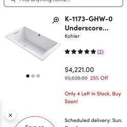 66” Underscore Kohler Heated Bubblemassage Air Bath