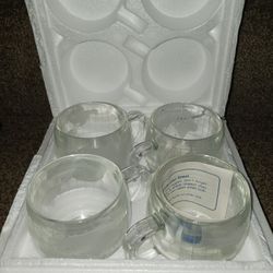 Set Of 4 NEW glass Coffee Cups
