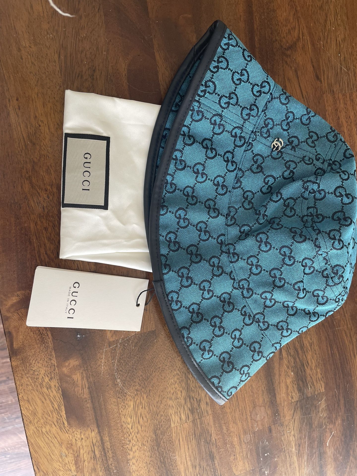 Gucci HAT BUCKET STYLE GG LOGO ALLOVER BLUE MONOGRAM CANVAS SMALL