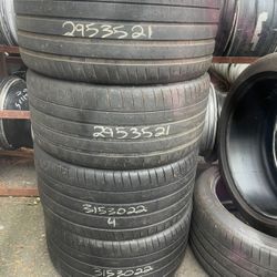 295/35ZR21 315/30ZR22 Michelin 295/35/21 and 315/30/22 staggered set of matching used tires in great condition 450$ for 4 tires plus tax.  Mount avail