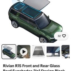 Rivian R1S Front and Rear Glass Roof Sunshades 2in1 Design Black UV-Reflect 2pcs