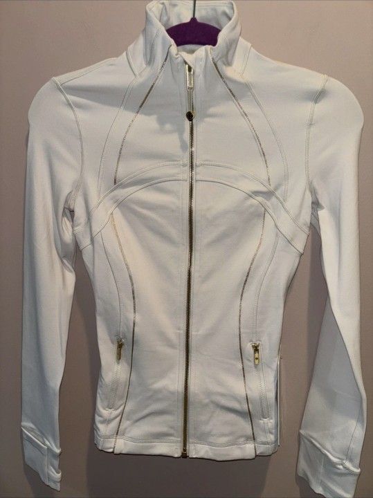 Lululemon Define Jacket White and Gold Zipper